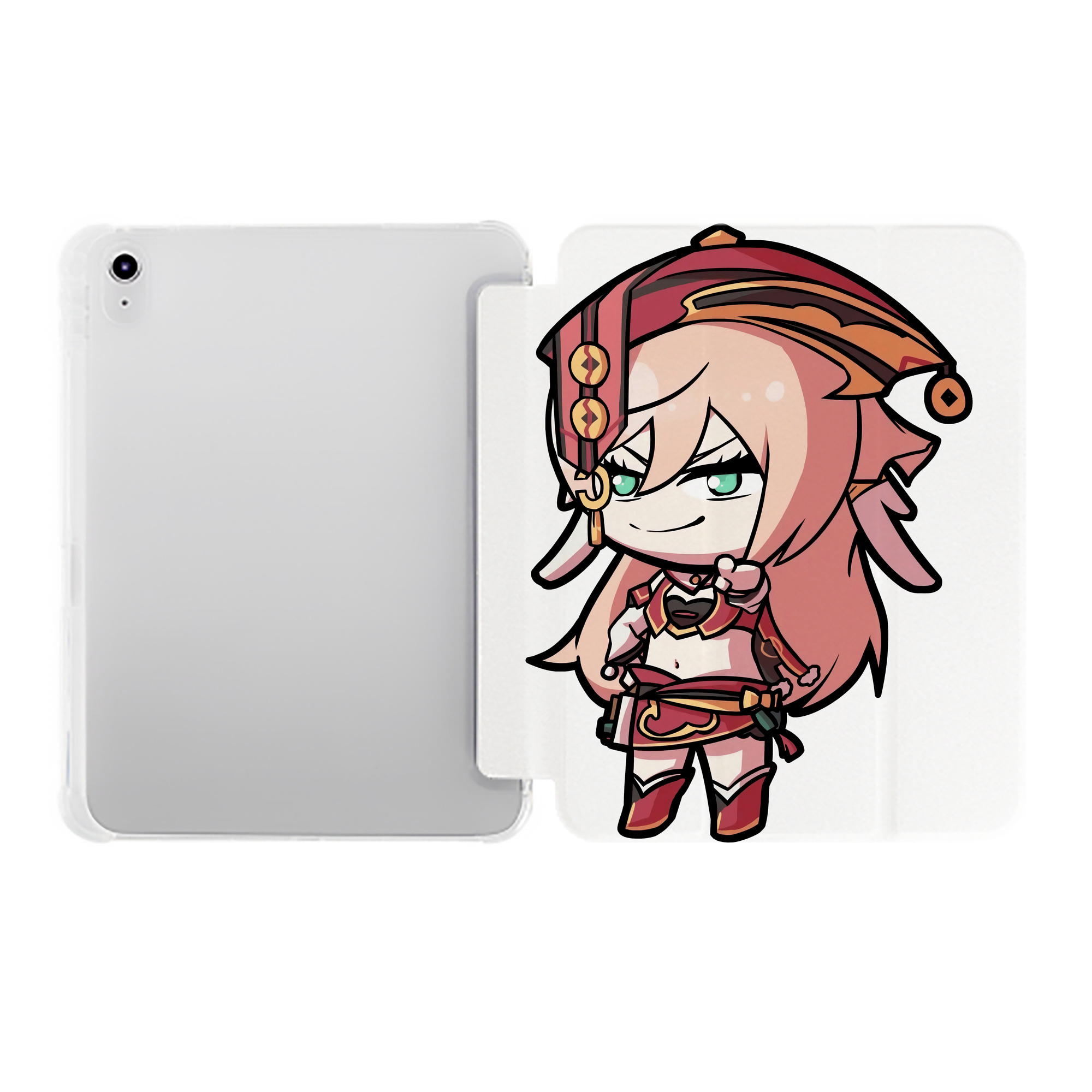 げんし神 ヤンフェイ genshin Yanfei IPad ケース ペン収納付き 三つ折りスタンド PUレザー×シリコン 対応機種9.5/10.5/10.9インチ